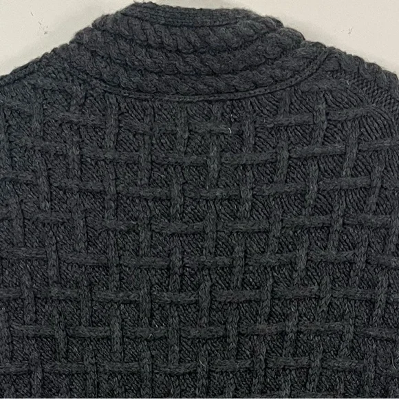 Aran Super Soft Lattice Stitch Poncho M/L Charcoal Gray 100% Irish Wool Luxury - Picture 7 of 12